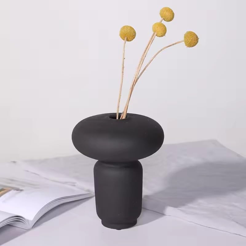 Itzacart modern creative design table vases for weddings centerpieces decorative black glazed flower frosted ceramic vase