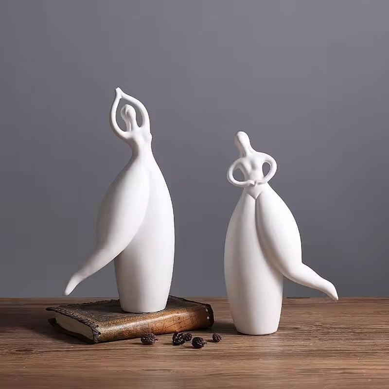 Itzacart Modern Dancing Girl Figurines ceramic Abstract Statues Living Room Decor Office Desk Decor Home Decoration Accessories