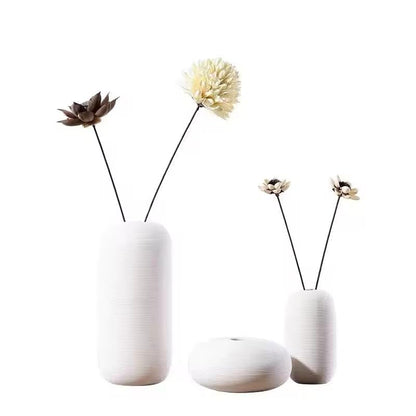 Itzacart Minimalist White Color Cylindrical Shape Desktop Nordic Vases Design Vases Ceramic Decoration