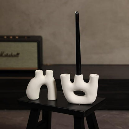 Itzacart  modern home decorative ceramic candle holder wedding candlestick in black white colour