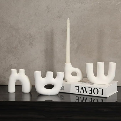 Itzacart  modern home decorative ceramic candle holder wedding candlestick in black white colour