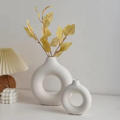 Itzacart Circle Donut  Unique Modern Home Decor Ceramic Vase