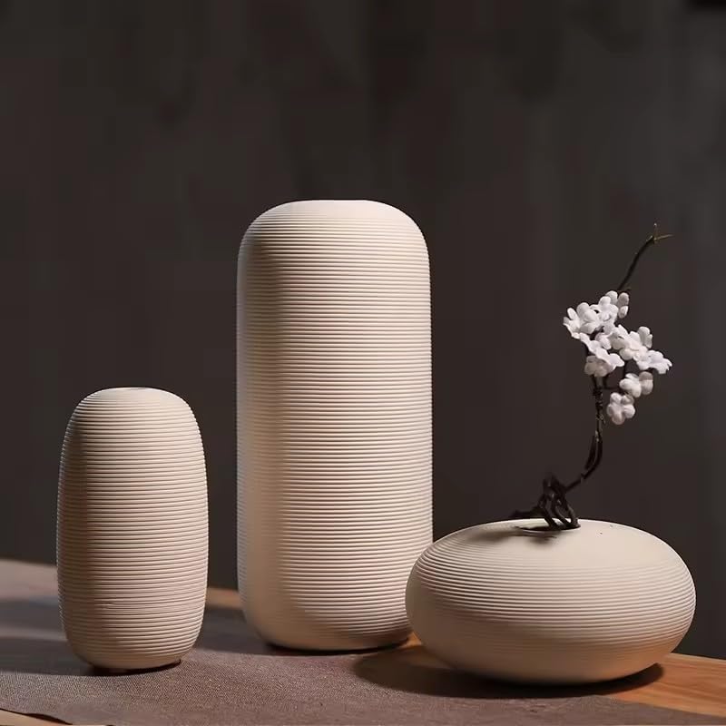 Itzacart Minimalist White Color Cylindrical Shape Desktop Nordic Vases Design Vases Ceramic Decoration