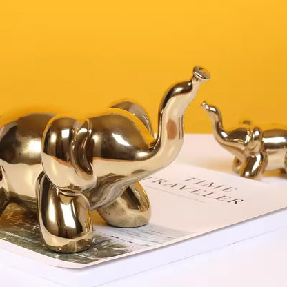 Itzacart Ceramic Golden Elephant Jewelry  For Home And Office Decor