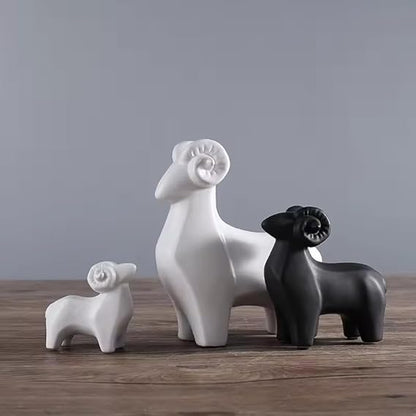 Itzacart Modern Glossy Ceramic Sheep Statue - Enhances Home & Office Décor