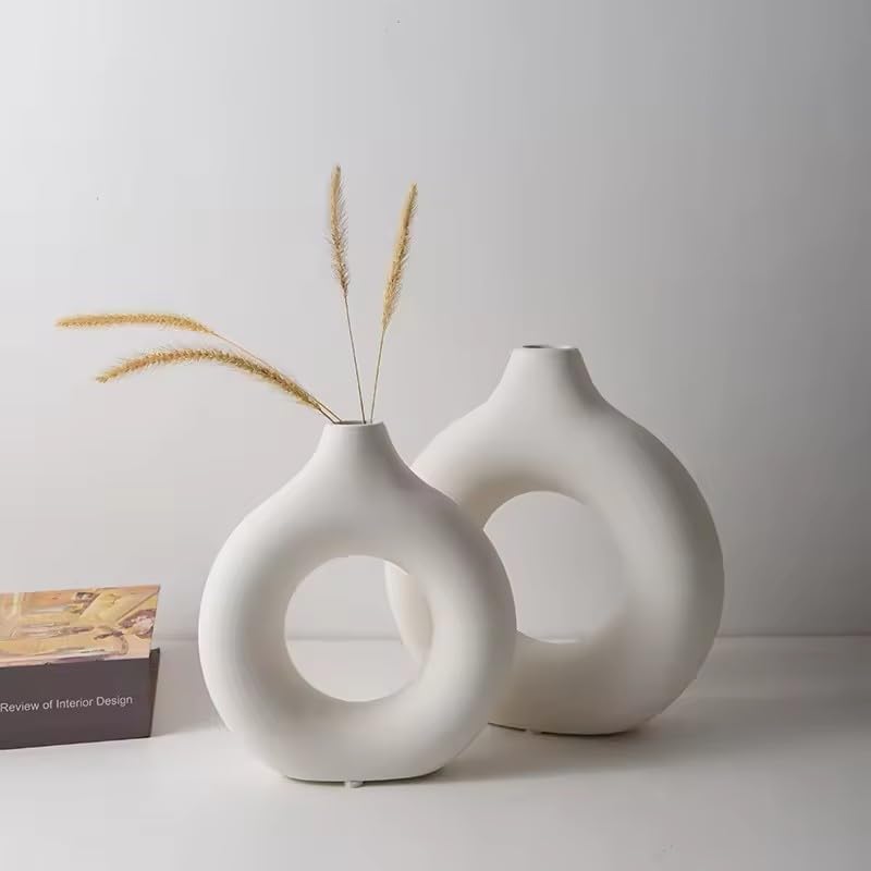 Itzacart Circle Donut  Unique Modern Home Decor Ceramic Vase