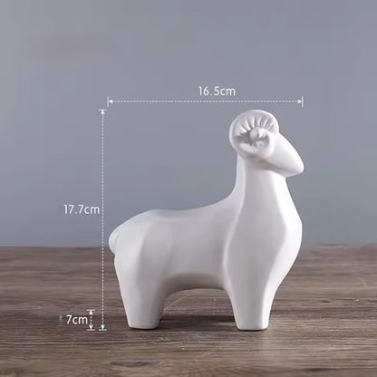 Itzacart Modern Glossy Ceramic Sheep Statue - Enhances Home & Office Décor