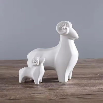 Itzacart Modern Glossy Ceramic Sheep Statue - Enhances Home & Office Décor