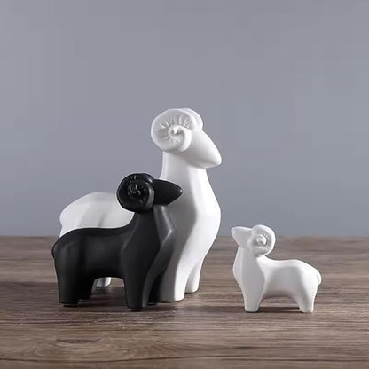 Itzacart Modern Glossy Ceramic Sheep Statue - Enhances Home & Office Décor