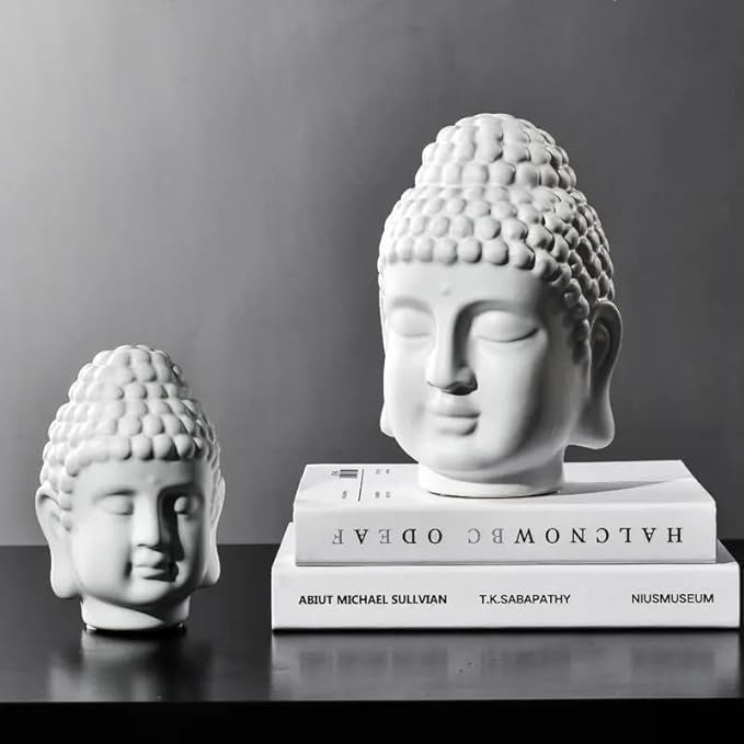 Itzacart Ceramic Buddha Head Decoration Statues Buddhism Religious Statues Sculpture Decoration Collection for Home and Office Decorations