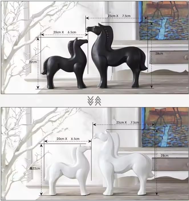 Modern Glossy Ceramic Horse Statue - Enhances Home & Office Décor (Black)