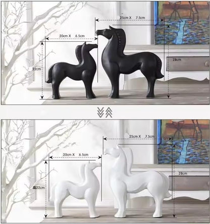 Modern Glossy Ceramic Horse Statue - Enhances Home & Office Décor (White)