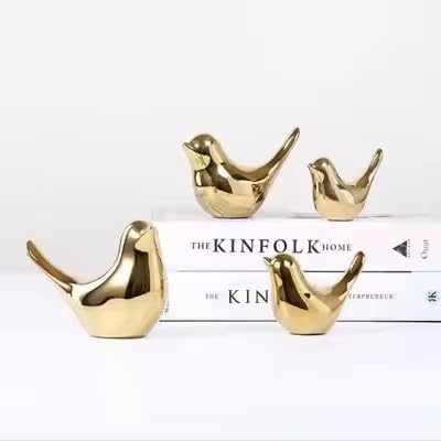 Itzacart ceramic  decorative gold bird figurine ornaments for home and office  decor