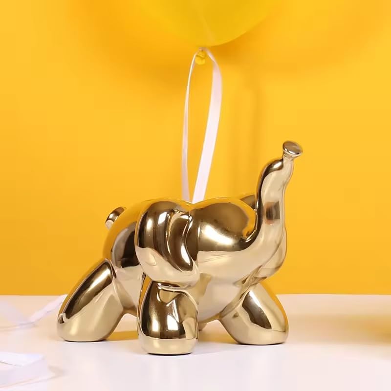 Itzacart Ceramic Golden Elephant Jewelry  For Home And Office Decor