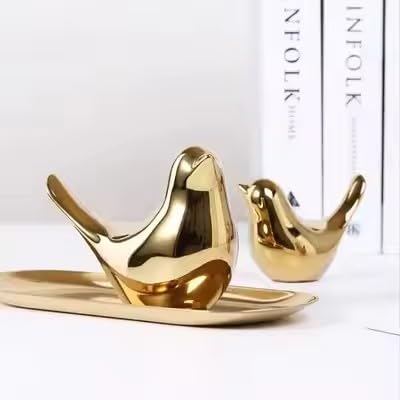 Itzacart ceramic  decorative gold bird figurine ornaments for home and office  decor