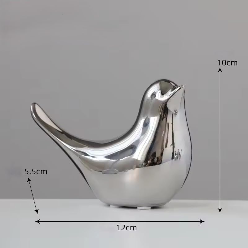 Itzacart Silver Ceramic Little Bird Figurines Craft for Home Decor