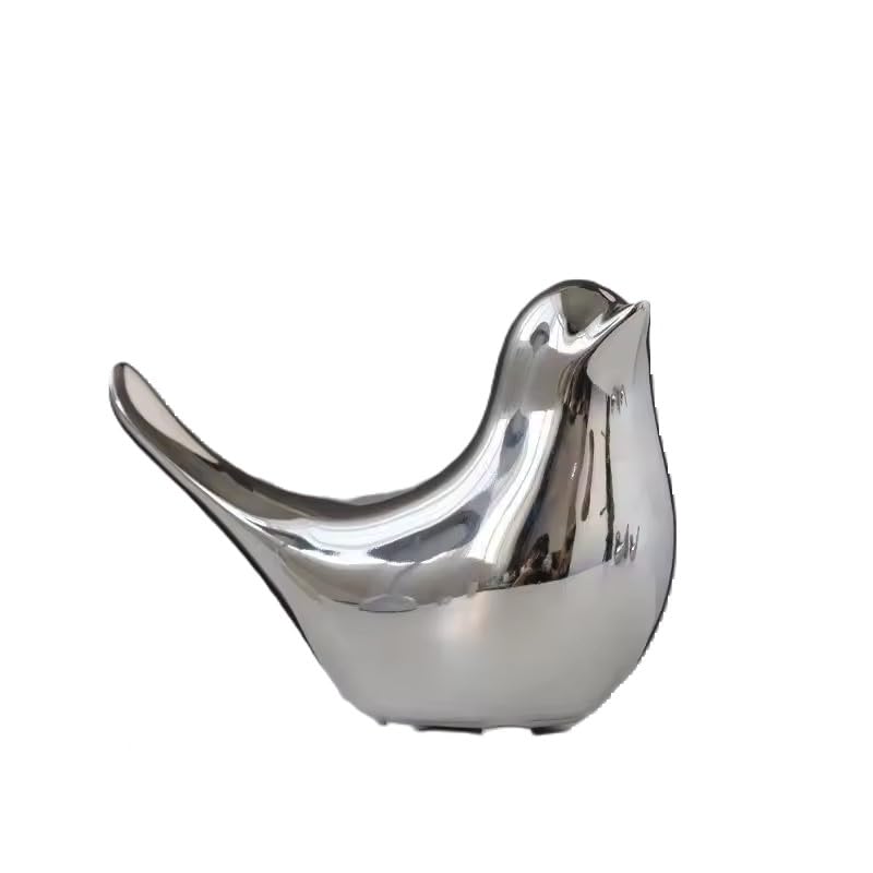 Itzacart Silver Ceramic Little Bird Figurines Craft for Home Decor