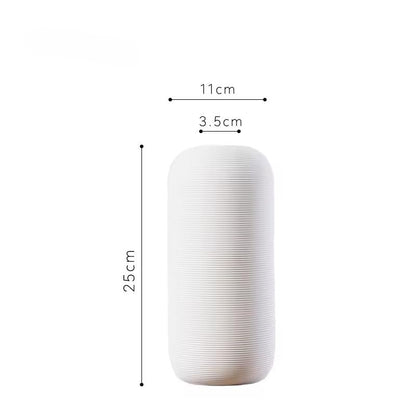 Itzacart Minimalist White Color Cylindrical Shape Desktop Nordic Vases Design Vases Ceramic Decoration