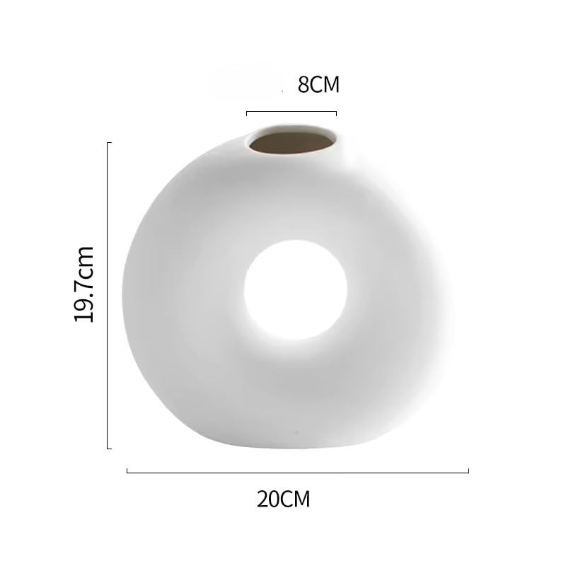 Itzacart modern home decor table porcelain artistic small matte white ceramic donut vase