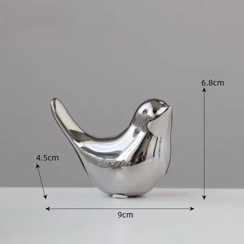 Itzacart Silver Ceramic Little Bird Figurines Craft for Home Decor