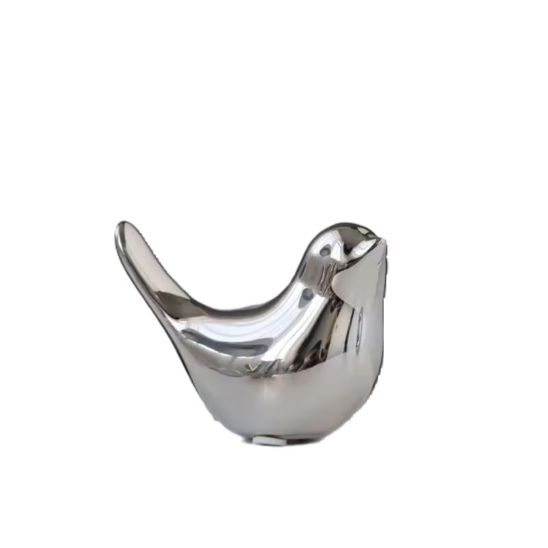 Itzacart Silver Ceramic Little Bird Figurines Craft for Home Decor