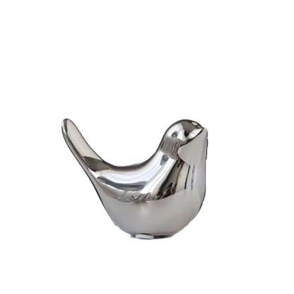 Itzacart Silver Ceramic Little Bird Figurines Craft for Home Decor