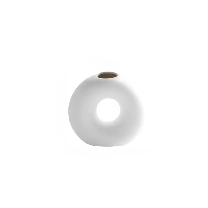 Itzacart modern home decor table porcelain artistic small matte white ceramic donut vase