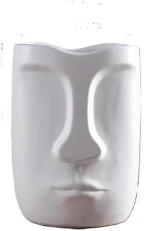 Itzacart modern black & white head human face shape ceramic porcelain flower vase for home decor